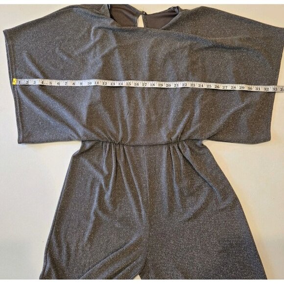 Jessica Howard Wide Leg Womens Jumpsuit Silver Metallic 12 Bat Wing L JH9-8171 E - Picture 7 of 8